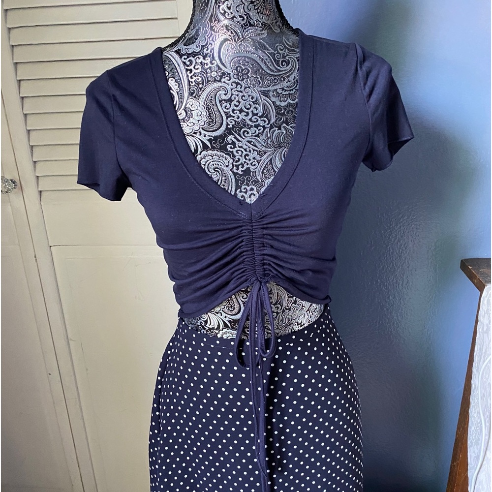Y2K NAVY  BLUE CROP TOP, S/M